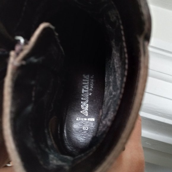 Aquatalia Brown Taupe Suede Wedge Boots Made in ITALY - Picture 13 of 14